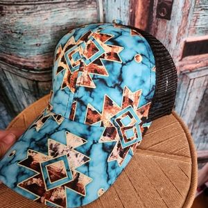 Western tribal print ponytail caps